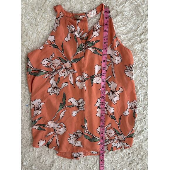 Loft Women's Size M Coral Floral High Neck Rackerback Flowy Tank #0531 - Picture 8 of 9